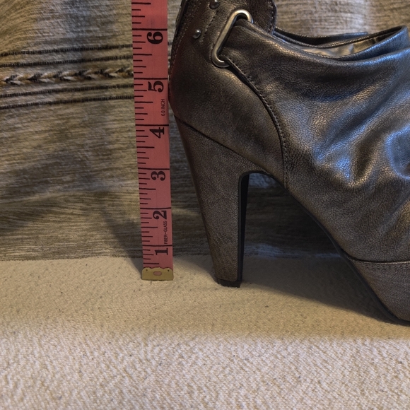 G By Guess Dark Silver Heeled Ankle Boots - Picture 12 of 12